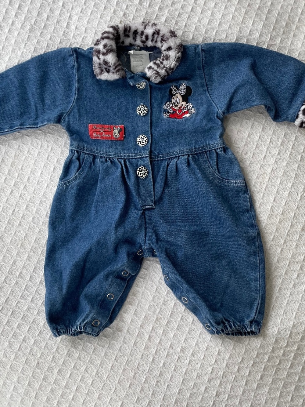 Vintage 90's Baby Minnie Denim Jumpsuit - size 6/9m